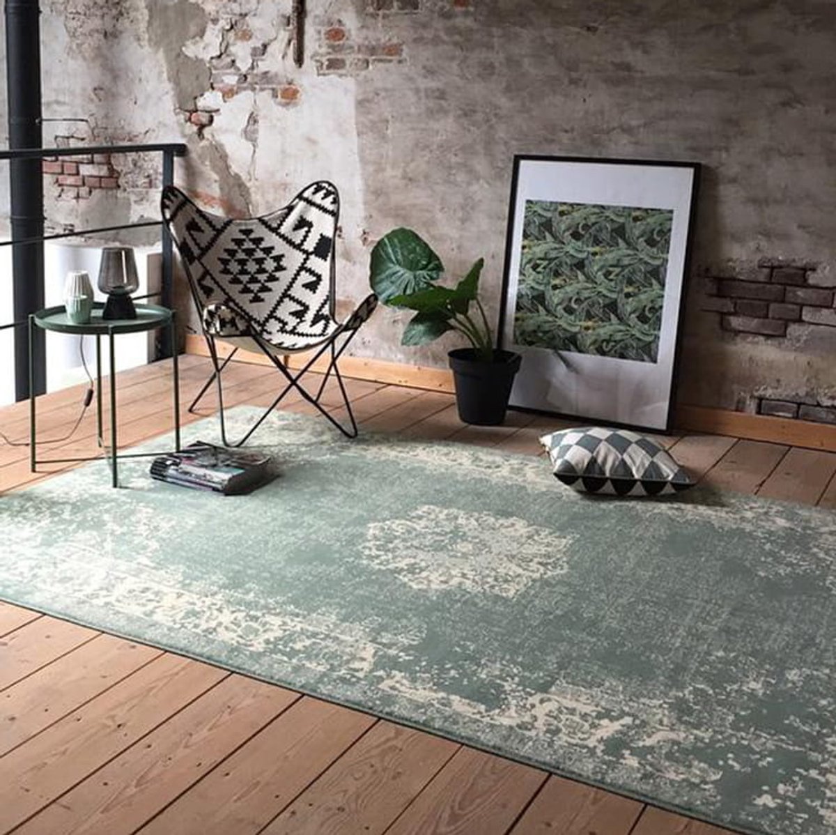 Vintage vloerkleed - Wonder lichtgroen 140x190cm