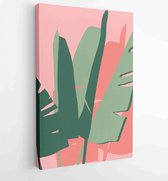 Botanical wall art vector set. Earth tone boho foliage line art drawing with abstract shape. 3 - Moderne schilderijen – Vertical – 1870947430 - 115*75 Vertical