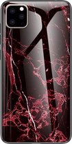 Apple iPhone 11 Hoesje - Mobigear - Marble Serie - Gehard Glas Backcover - Rood - Hoesje Geschikt Voor Apple iPhone 11