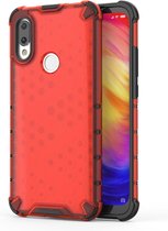 Xiaomi Redmi 7 Hoesje - Mobigear - Honeycomb Serie - Hard Kunststof Backcover - Rood - Hoesje Geschikt Voor Xiaomi Redmi 7