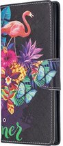 Samsung Galaxy Note 10 Plus Hoesje - Mobigear - Design Serie - Kunstlederen Bookcase - Flamingo - Hoesje Geschikt Voor Samsung Galaxy Note 10 Plus