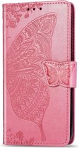 OPPO Reno Hoesje - Mobigear - Butterfly Serie - Kunstlederen Bookcase - Roze - Hoesje Geschikt Voor OPPO Reno