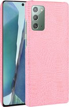 Samsung Galaxy Note20 Hoesje - Mobigear - Croco Serie - Hard Kunststof Backcover - Roze - Hoesje Geschikt Voor Samsung Galaxy Note20