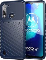 Motorola Moto G8 Power Lite Hoesje - Mobigear - Groove Serie - TPU Backcover - Blauw - Hoesje Geschikt Voor Motorola Moto G8 Power Lite