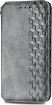 Huawei P40 Lite 5G Hoesje - Mobigear - Square Serie - Kunstlederen Bookcase - Grijs - Hoesje Geschikt Voor Huawei P40 Lite 5G