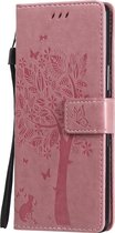 Sony Xperia L4 Hoesje - Mobigear - Tree Serie - Kunstlederen Bookcase - Roze - Hoesje Geschikt Voor Sony Xperia L4