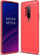 OnePlus 8 Pro Hoesje - Mobigear - Brushed Slim Serie - TPU Backcover - Rood - Hoesje Geschikt Voor OnePlus 8 Pro