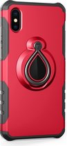 Apple iPhone XS Max Hoesje - Mobigear - Armor Ring Serie - Hard Kunststof Backcover - Rood - Hoesje Geschikt Voor Apple iPhone XS Max