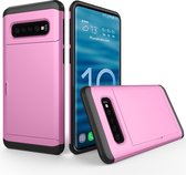 Samsung Galaxy S10+ Hoesje - Mobigear - Card Serie - Hard Kunststof Backcover - Roze - Hoesje Geschikt Voor Samsung Galaxy S10+