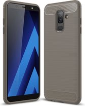 Samsung Galaxy A6+ (2018) Hoesje - Mobigear - Brushed Slim Serie - TPU Backcover - Grijs - Hoesje Geschikt Voor Samsung Galaxy A6+ (2018)