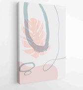 Botanical wall art vector set. Foliage line art drawing with abstract shape 2 - Moderne schilderijen – Vertical – 1912802971 - 80*60 Vertical