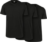Urban Classics - Basic 3-Pack Heren T-shirt - 4XL - Zwart