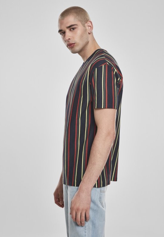 Urban Classics Heren Tshirt Printed Oversized Retro Stripe Multicolours