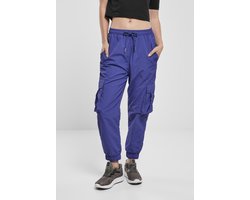 Urban Classics - High Waist Crinkle Nylon Cargobroek - S - Blauw/Paars