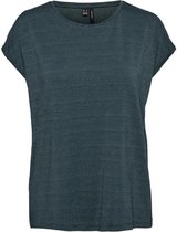 Vero Moda T-shirt Vmlava Plain Ss Top Lurex Strip Ga 10250488 Sea Mos/silver Lurex Dames Maat - XS