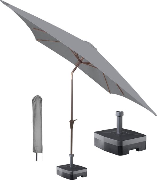 Kopu® Altea Parasolset Vierkant 230x230 cm met Hoes en Voet - Lichtgrijs