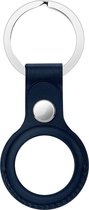 Apple AirTag Hoesje - Mobigear - Keychain Serie - Echt Leer Sleutelhanger - Blauw - Hoesje Geschikt Voor Apple AirTag