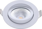 EcoDim - LED Spot - Inbouwspot - ED-10022 - 5W - Waterdicht IP54 - Dimbaar - Dim to Warm - Warm Wit 2000K-3000K - Mat Wit - Aluminium - Rond - Kantelbaar - BES LED