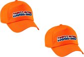 4x stuks oranje Holland fan pet / cap met Nederlandse vlag - kinderen - EK / WK / Koningsdag - supporter petje / kleding