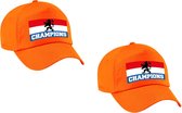 2x stuks Nederland fan pet / cap oranje - champions - kinderen - Ek / Wk - Holland supporter petje / kleding