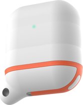 AirPods hoesje van By Qubix - AirPods 1/2 hoesje siliconen waterproof series - soft case - wit + oranje