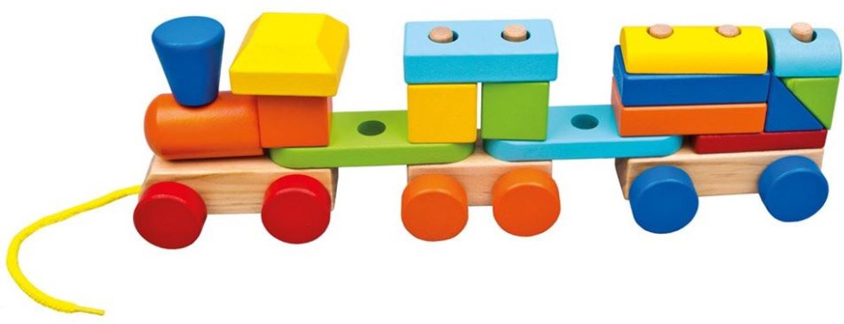 Bino Trekfiguur Treinwagons Junior 34 X 11 X 7 Cm Hout 17-delig