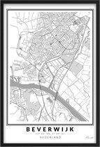 Poster Stad Beverwijk - A2 - 42 x 59,4 cm - Inclusief lijst (Zwart Aluminium)