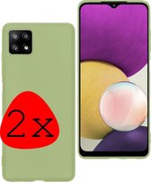 Samsung A22 Hoesje Groen Siliconen - Samsung A22 (5G) Case Back Cover Silicone - Samsung A22 Hoes Siliconen Groen - 2 Stuks