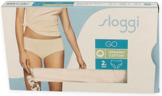 Sloggi dames Basic Midi GO organische slip 2-pack - Creme