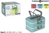 Set 2 Thermal Lunchbox 0.75L Qutin - Diverse kleuren