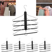 Relaxdays 5x ruimtebesparende kledinghanger - kleerhanger - broeklat - multi kledinghanger