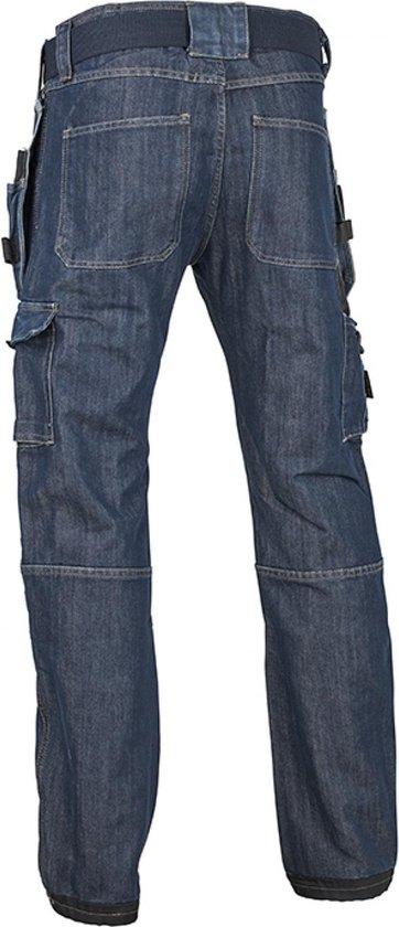 Neo Tools Werkbroek van zwart denim, maten XS-3XL; katoen elastaan; versterkte knieën; multifunctionele zakken; gereedschapsopslag; ventilatie (as3, alfa, x_l, regular