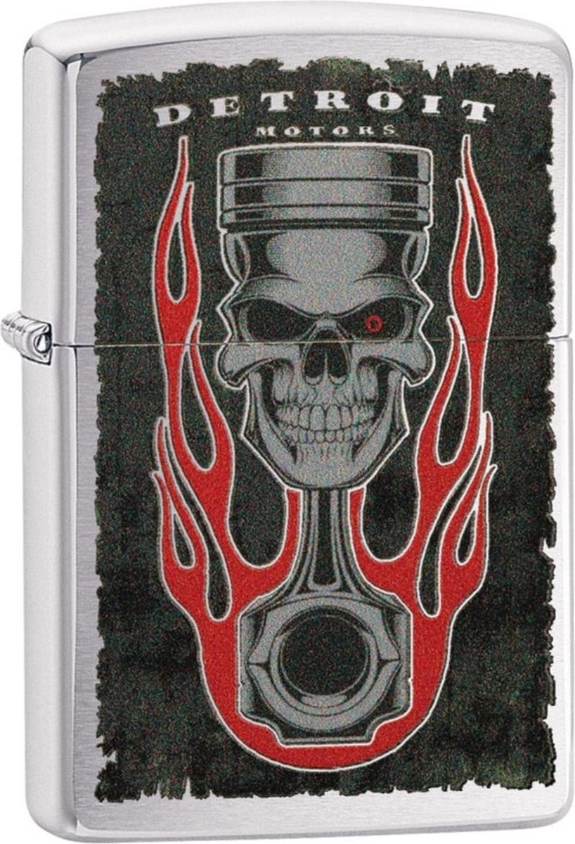Goedkoopste Aansteker Zippo Detroit Piston Skull Flame