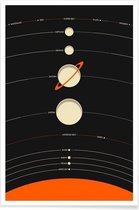 JUNIQE - Poster Solar System black -40x60 /Ivoor & Oranje
