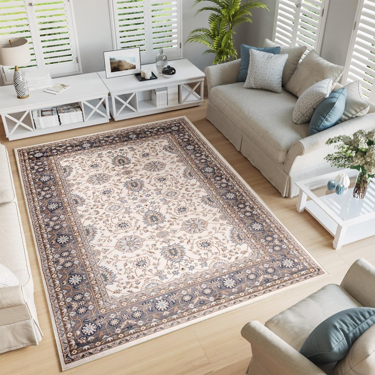 Tapiso Colorado Vloerkleed Beige Woonkamer Oosters Tapijt Maat- 60x100 Creme