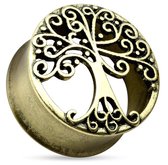 Tree Of Life Antiek gold plated Tunnel - 16 mm