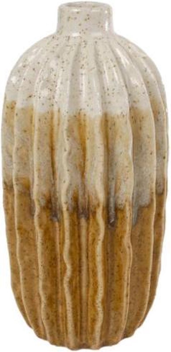 Gifts Amsterdam Vaas Ridge 13 X 27 Cm Aardewerk Bruin