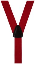 Profuomo Rode bretels met zwart leer en kwalitatief sterke clips