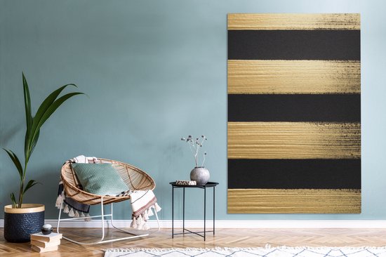 Quatre coups de pinceau dorés 120x180 cm - Tirage photo sur toile (Décoration murale salon / chambre) XXL / Groot format!