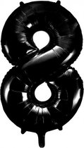 Zwarte folie ballon cijfer 8 | 86cm