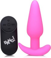 21X Vibrating Silicone Butt Plug with Remote Control - Pink - Butt Plugs & Anal Dildos -