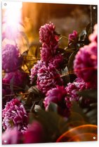 Tuinposter – Roze Bos Bloemen - 80x120cm Foto op Tuinposter  (wanddecoratie voor buiten en binnen)