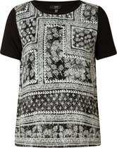 YESTA Hanne-Lynn T-shirt - Black Multi Colour - maat 2(50)