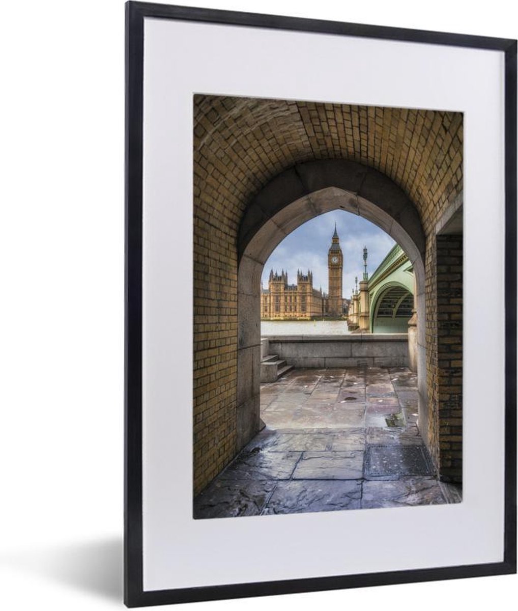 Fotolijst incl. Poster - Uitzicht op de Houses of Parliament en de Westminster Bridge in Londen - 30x40 cm - Posterlijst - PosterMonkey