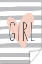 Poster Illustratie met een hart en de quote "Girl" - 20x30 cm