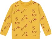 Pull unisexe Smitten Organic en jaune Sea Annemone avec imprimé intégral 'Teckel Billy at Beach'