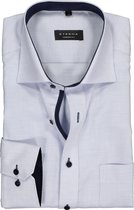 ETERNA comfort fit overhemd - structuur heren overhemd - lichtblauw met wit (donkerblauw contrast) - Strijkvrij - Boordmaat: 54