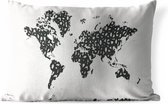Buitenkussens - Tuin - Wereldkaart gemaakt van dikke zwarte cijfers - 60x40 cm