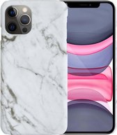 Hoesje Geschikt voor iPhone 11 Pro Max Hoesje Marmer Case Hard Cover - Hoes Geschikt voor iPhone 11 Pro Max Case Marmer Hoesje Backcover - Wit