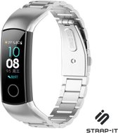 Stalen Smartwatch bandje - Geschikt voor  Honor band 4 / 5 stalen band - zilver - Strap-it Horlogeband / Polsband / Armband